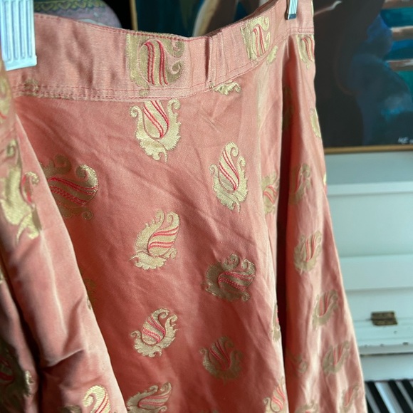 Boho Hippie Peach and Gold Indian Bolywood Women's A-Line Skirt M/L - Picture 13 of 16